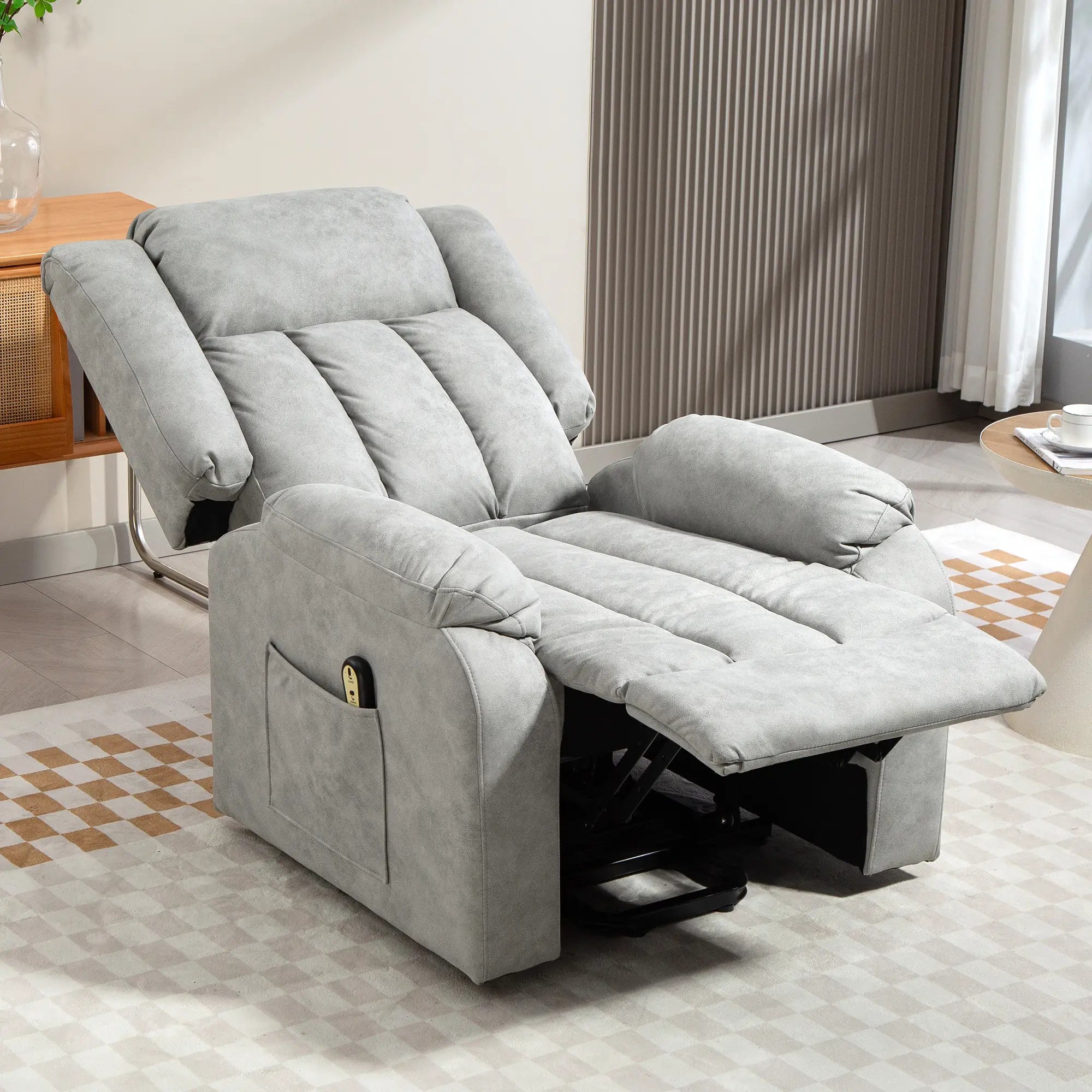 Electric Recliner Chair, Microfibre Upholstered, Remote Included, Light Grey Sofas & Reclining Chairs at Gallery Canada