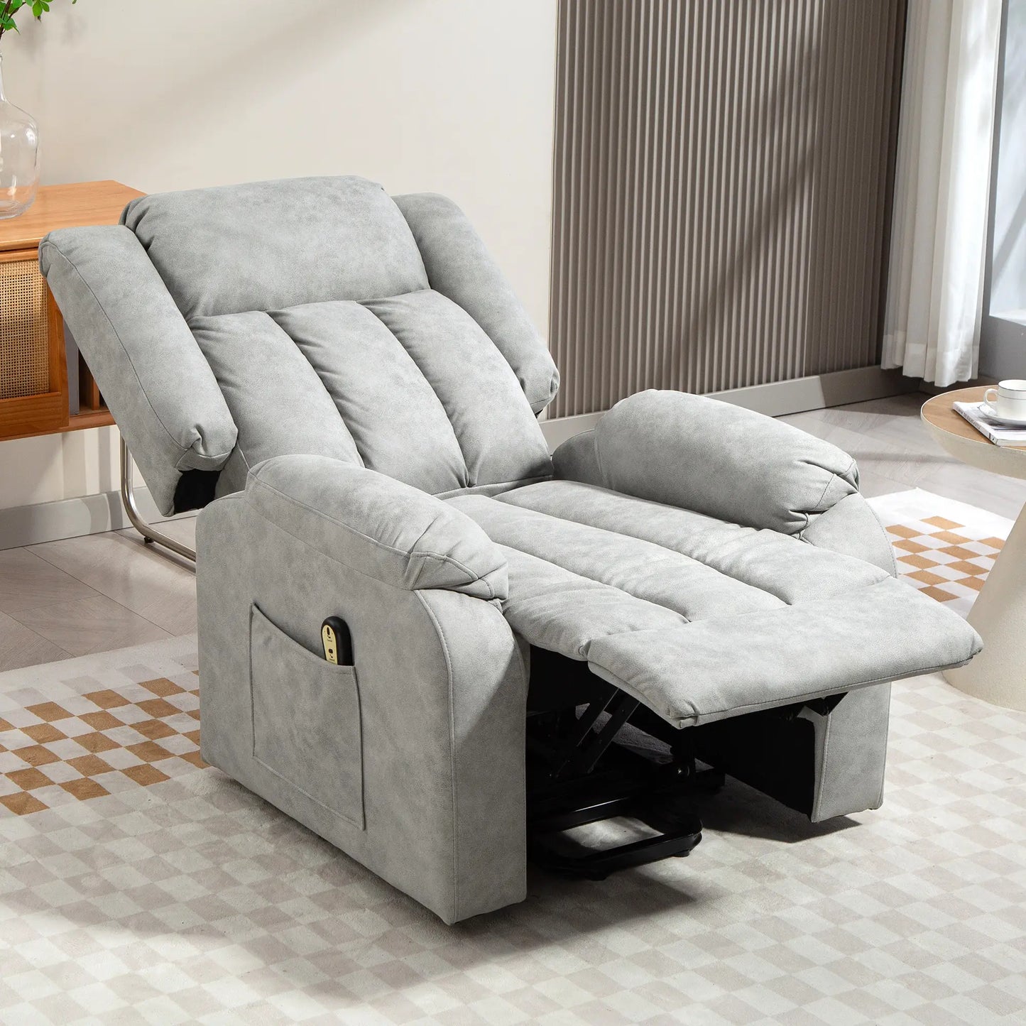 Electric Recliner Chair, Microfibre Upholstered, Remote Included, Light Grey Sofas & Reclining Chairs at Gallery Canada