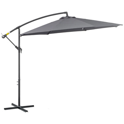 10ft Offset Patio Umbrella with Base, Crank, Grey Cantilever Umbrellas at Gallery Canada