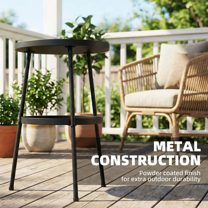 Metal Patio Side Table, 2-Tier Round End Table, Black Patio Side Tables at Gallery Canada