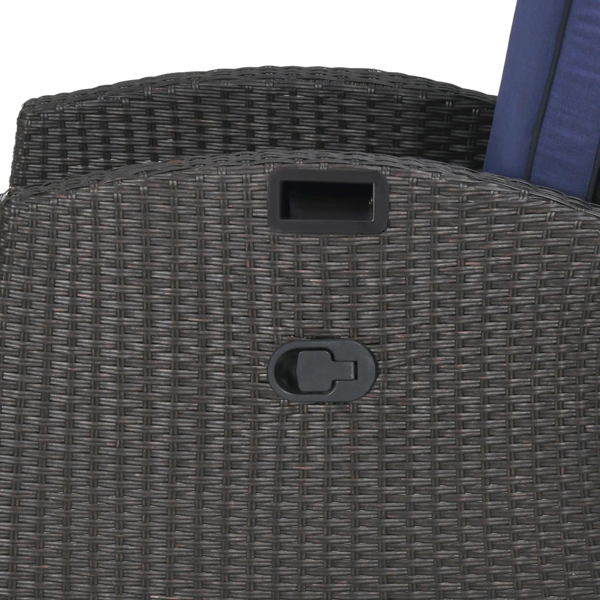 Outdoor Recliner Chair, Adjustable Backrest, Cushion, Side Tray, Blue Chaise Loungers at Gallery Canada