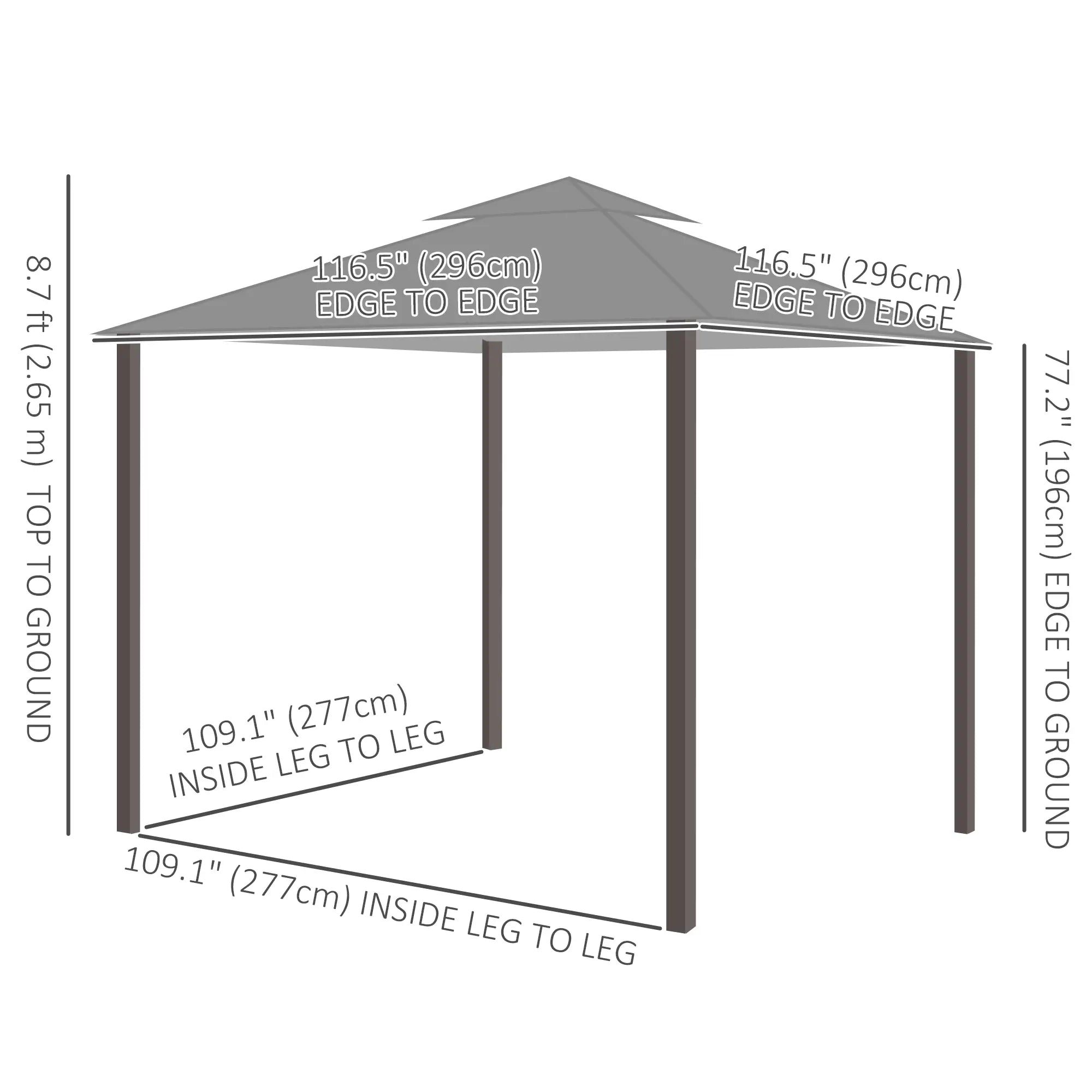 10' x 10' Outdoor Gazebo, Double Soft-Top, with Curtains, Light Grey Gazebos at Gallery Canada