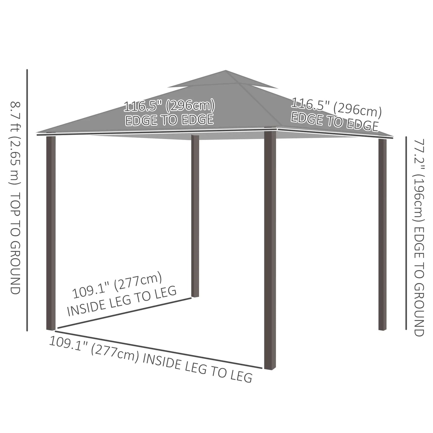 10' x 10' Outdoor Gazebo, Double Soft-Top, with Curtains, Light Grey Gazebos at Gallery Canada