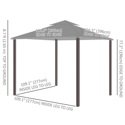 10' x 10' Outdoor Gazebo, Double Soft-Top, with Curtains, Light Grey Gazebos at Gallery Canada