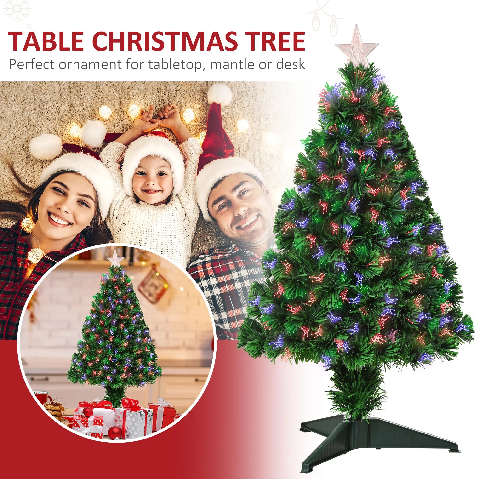 2.5FT Prelit Artificial Christmas Tree, Fiber Optics, Green Artificial Christmas Trees at Gallery Canada