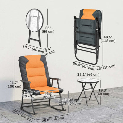 3-Piece Outdoor Foldable Rocking Chair Set, Orange Bistro Sets at Gallery Canada