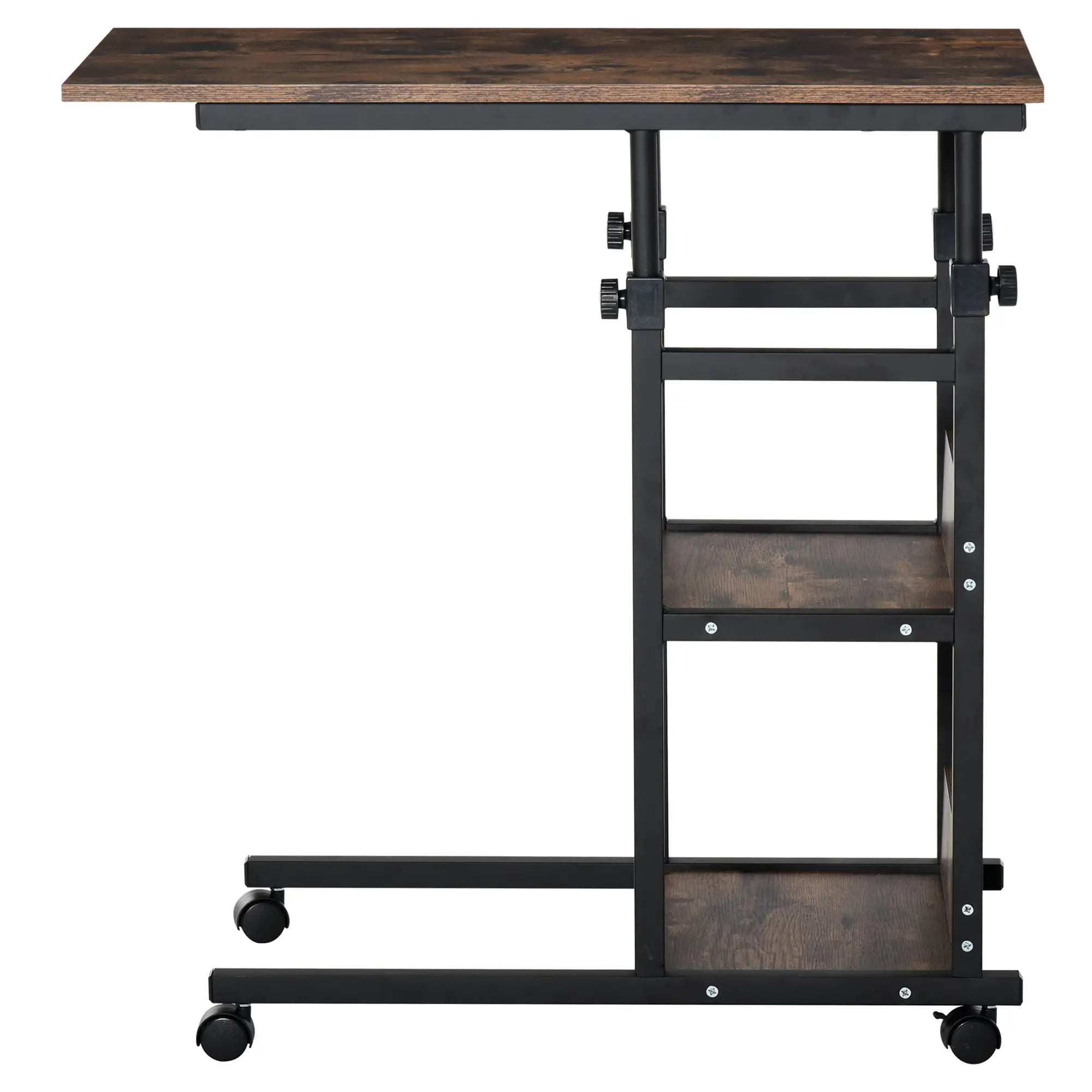 Mobile Standing Desk, Adjustable Height 31.5 inch, Rustic Brown, Brown Side Tables at Gallery Canada