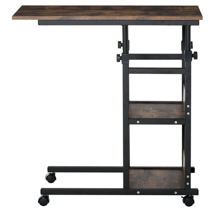 Mobile Standing Desk, Adjustable Height 31.5 inch, Rustic Brown, Brown Side Tables at Gallery Canada