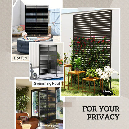 Decorative Outdoor Privacy Panel, Freestanding Metal Divider, Black Side Awnings at Gallery Canada