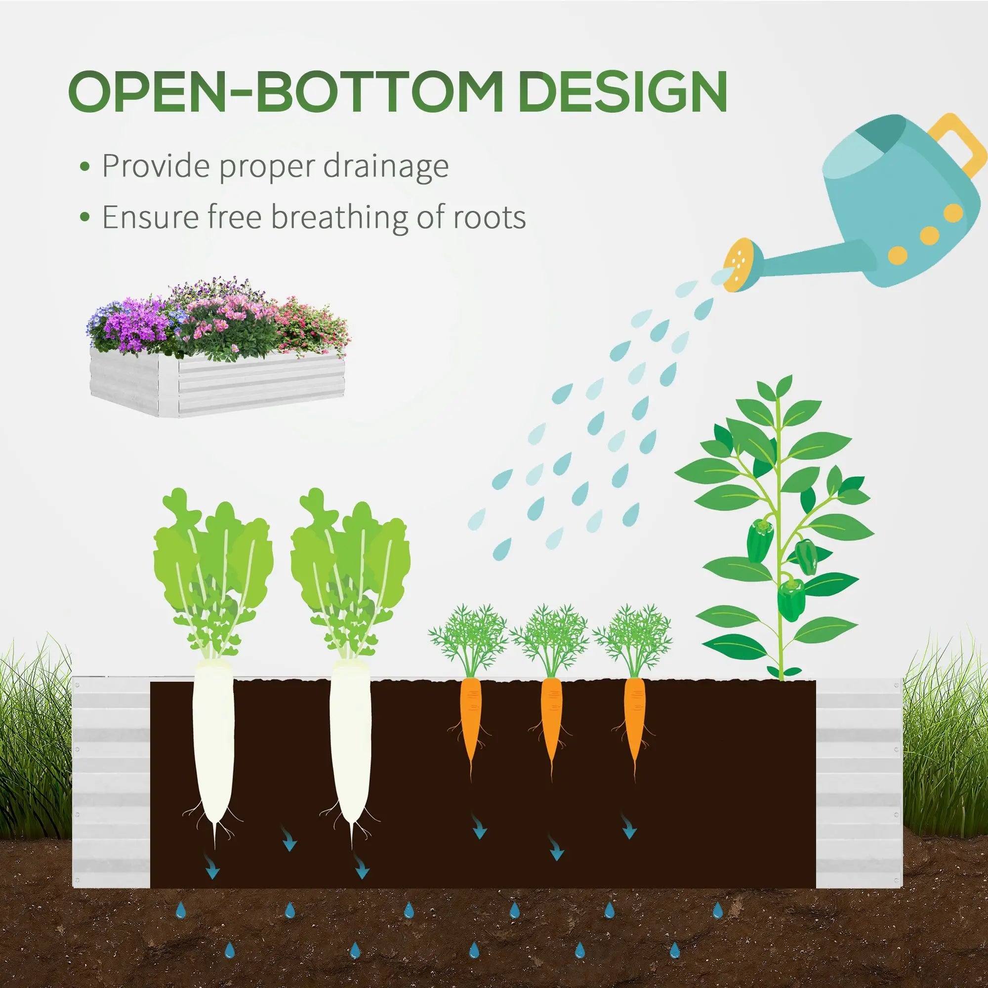 Steel Outdoor Raised Garden Bed with Greenhouse, Cover, 50