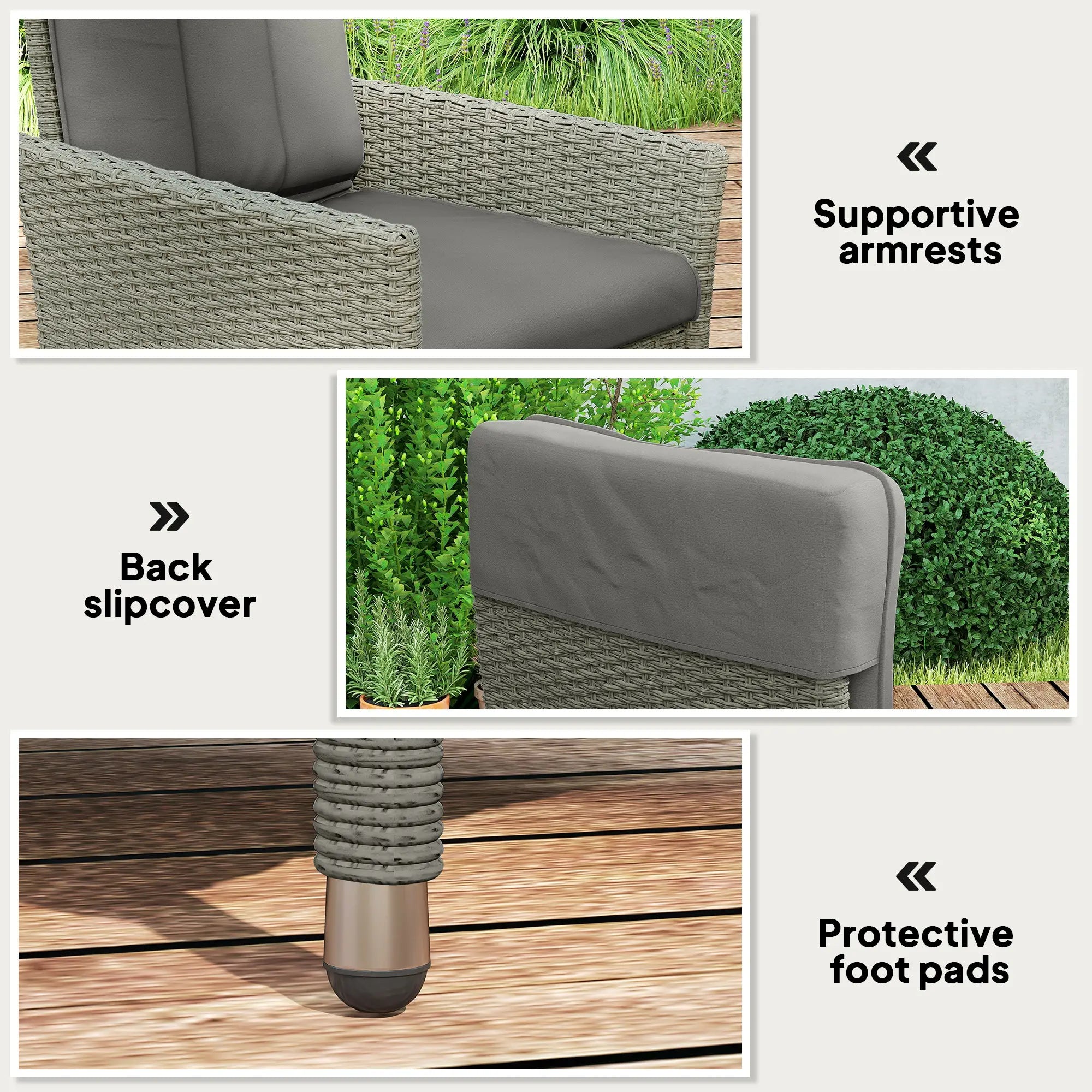 Wicker Outdoor Recliner Chair, Adjustable Backrest With Cushion, Grey Wicker Chaise Loungers at Gallery Canada