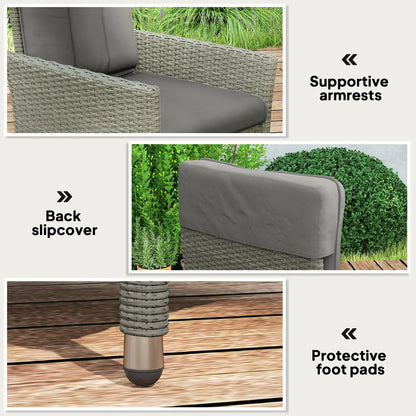 Wicker Outdoor Recliner Chair, Adjustable Backrest With Cushion, Grey Wicker Chaise Loungers at Gallery Canada
