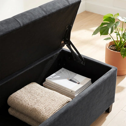 Banc de rangement Ottoman "63" pour lit queen/king, gris foncé