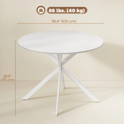 40" Round Kitchen Table For 4, Industrial Dining Table, White Oak, White Dining Tables at Gallery Canada