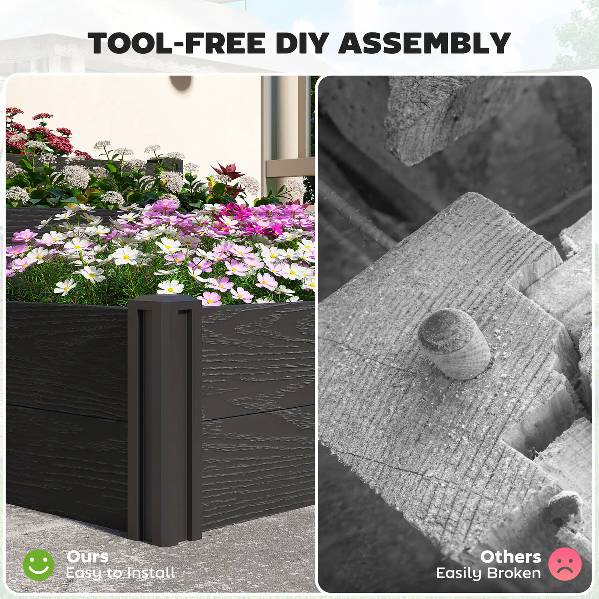 Vinyl Raised Garden Bed Kit, 3-Tier Elevated Garden Box, Outdoor Planter Wooden Planter Boxes at Gallery Canada