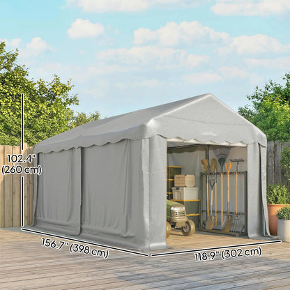 Portable Shed, 13' x 10', Roll-up Zipper Door, Removable Sidewalls, Light Grey Portable Shed at Gallery Canada