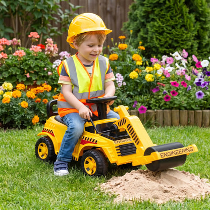 Kids Ride On Construction Car, Push Toy with Horn, Storage, Yellow Toy Excavators at Gallery Canada