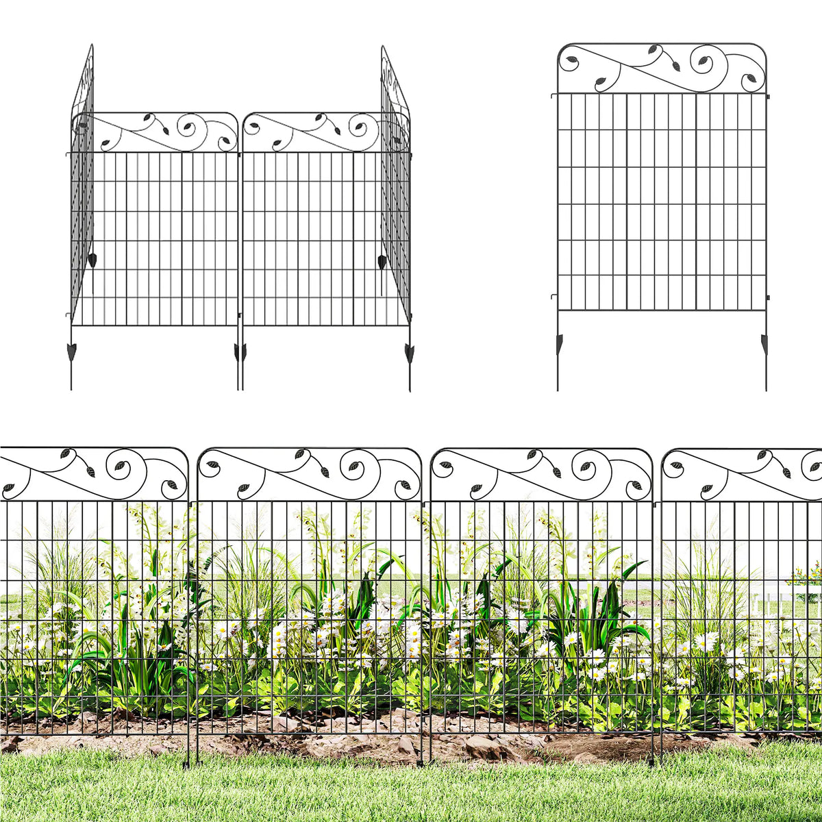 Outdoor Metal Garden Fence Panels, Animal Barrier, 4 Pack, Square Vines Garden Fences at Gallery Canada