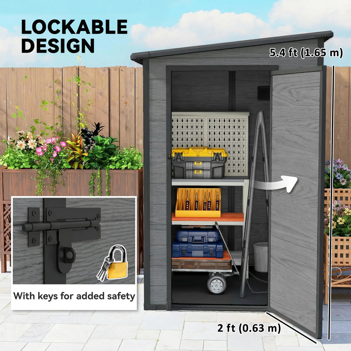 4'x5' Garden Storage Shed, Lean To Tool House, Lockable, Window, Vent Sheds at Gallery Canada
