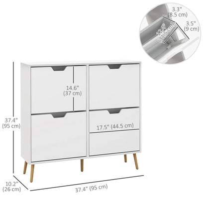 Shoe Storage Cabinet, 4 Flip Drawers, Adjustable Shelf, Holds 8-16 Pairs, White Shoe Storage Cabinets & Racks at Gallery Canada
