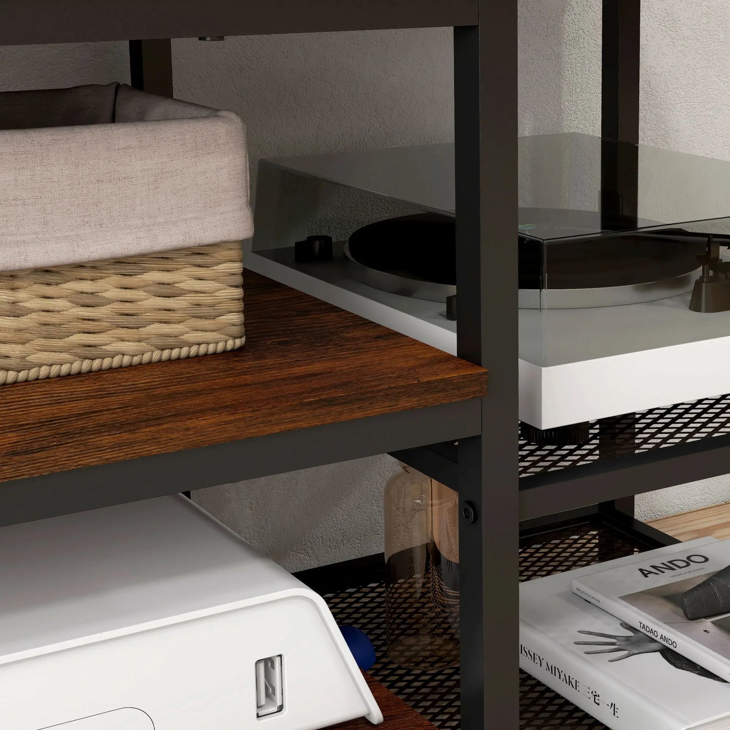 Industrial TV Stand, 80" with Storage Shelf, Steel Frame TV Stands at Gallery Canada