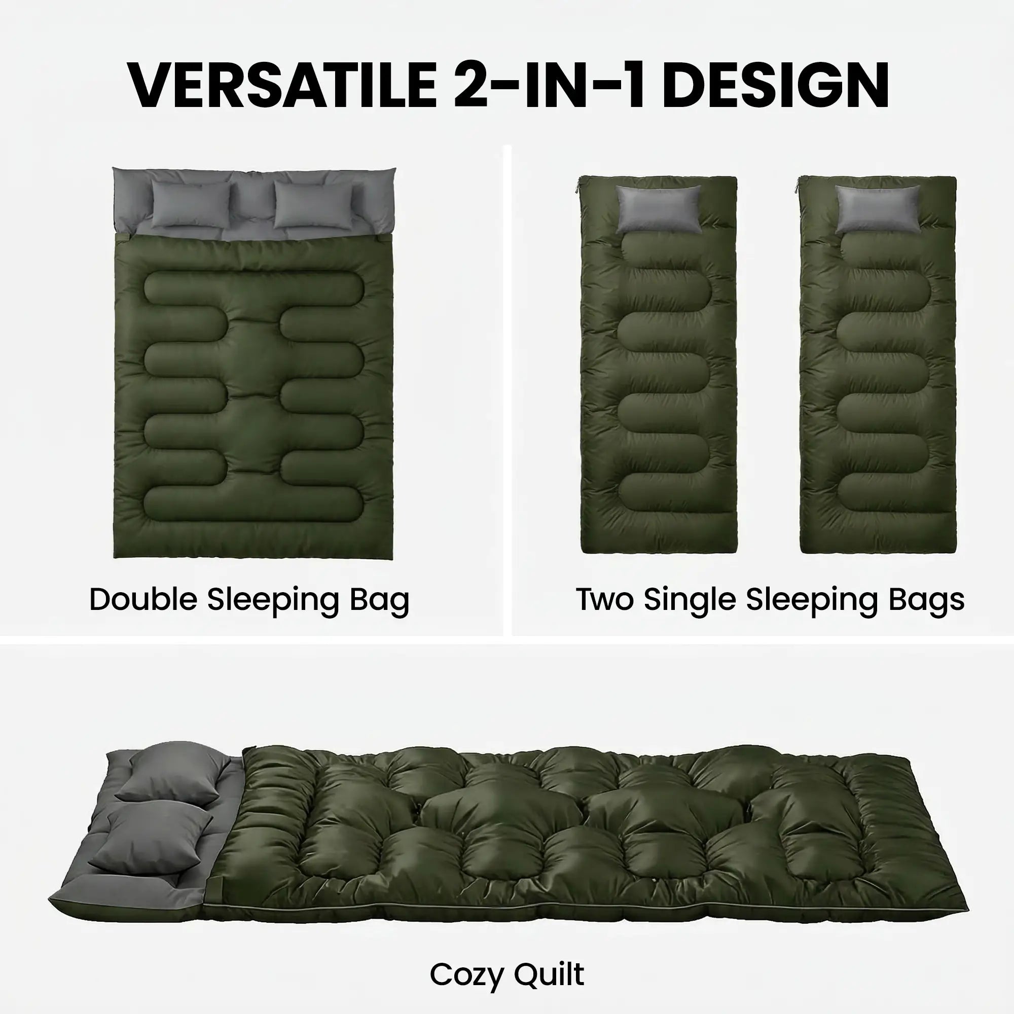 Queen Size, Double Sleeping Bag For Adults, Cold Weather, Green Camping Cots at Gallery Canada