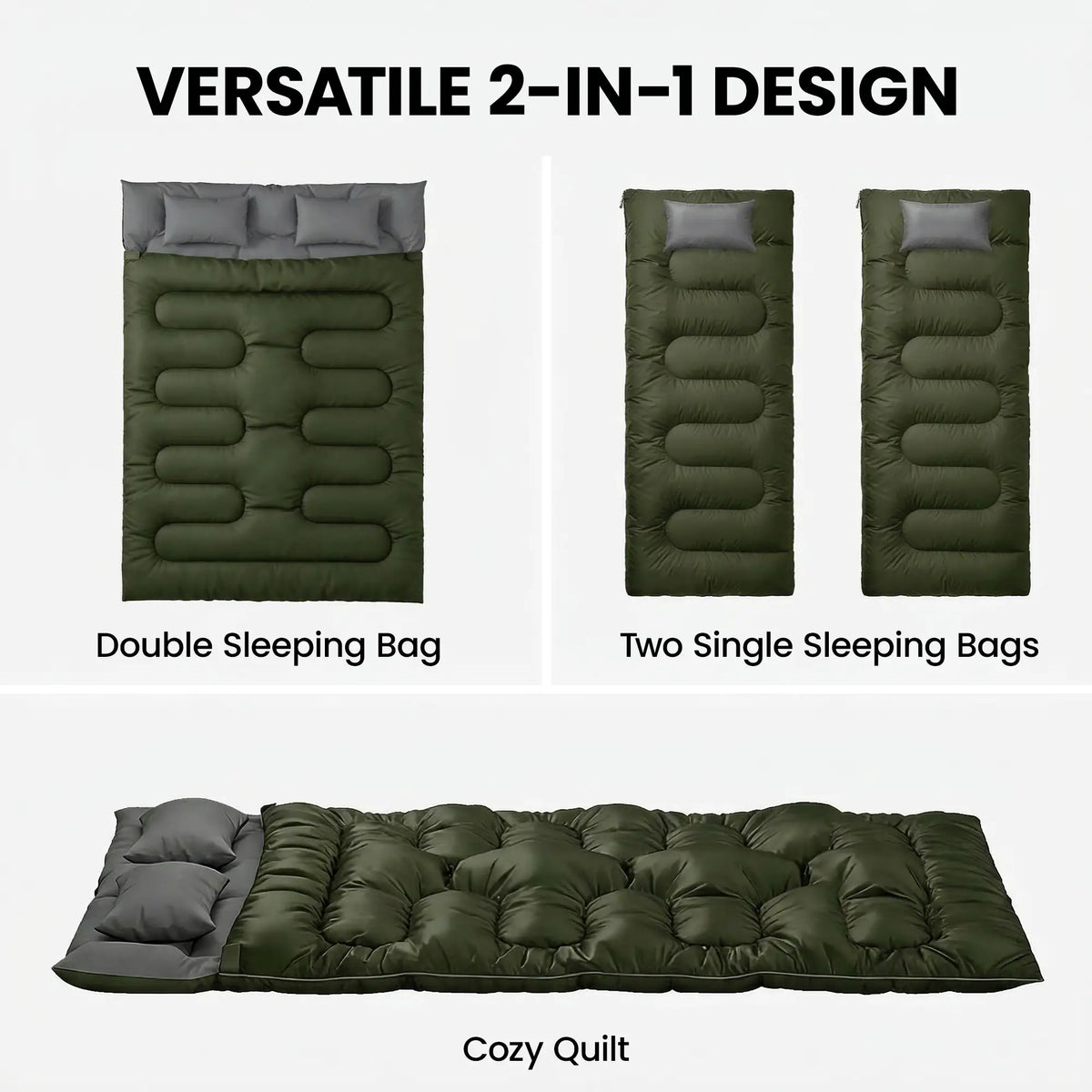 Queen Size, Double Sleeping Bag For Adults, Cold Weather, Green Camping Cots at Gallery Canada