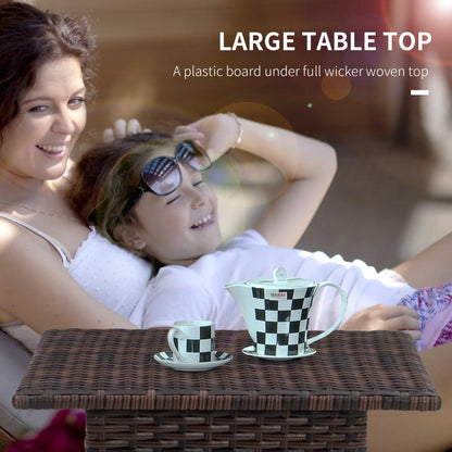Wicker Patio Coffee Table With Plastic Board, 20", Mixed Brown Patio Side Tables at Gallery Canada