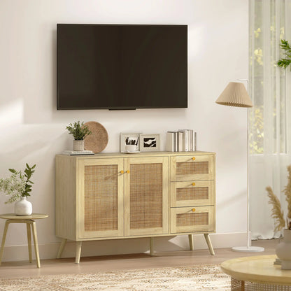 47 Inch Buffet Cabinet, Rattan Sideboard with Drawers, Natural Bar Cabinets at Gallery Canada