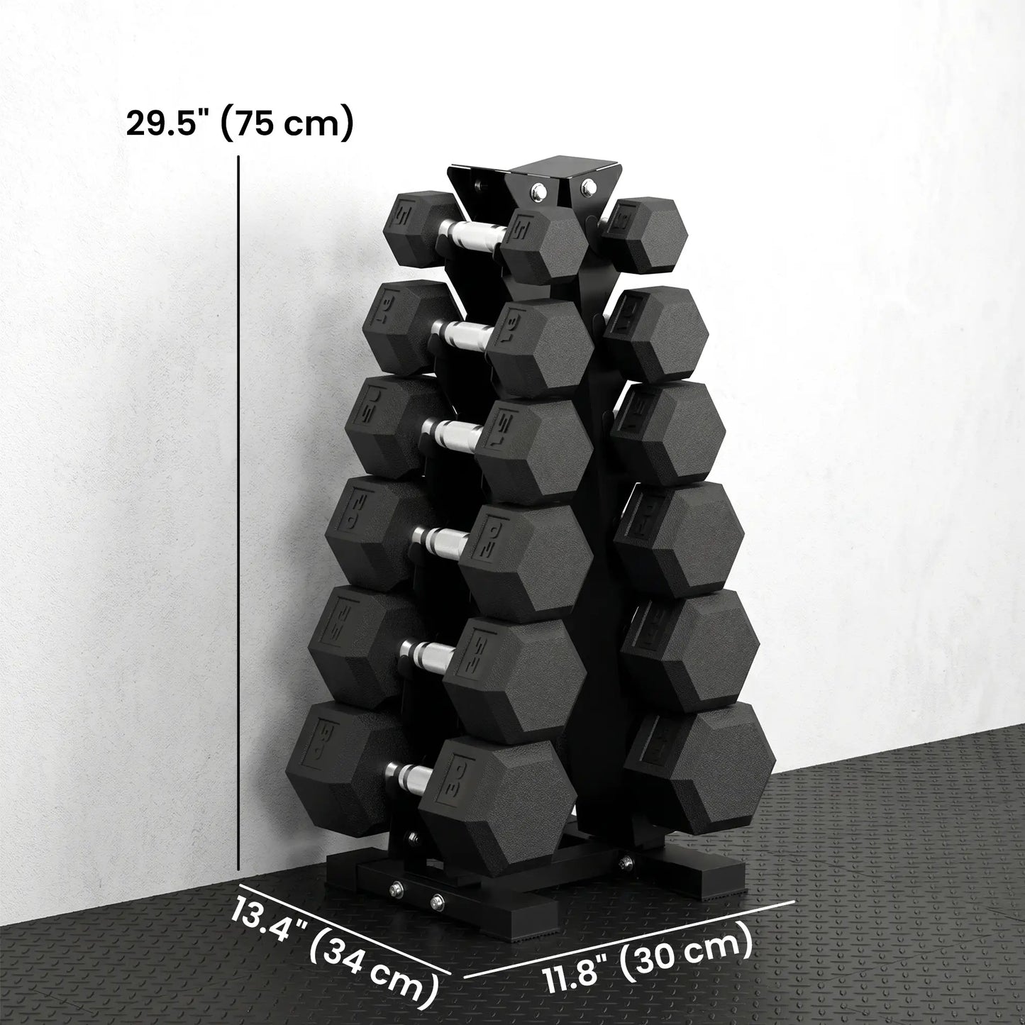 Ensemble d'haltères hexagonaux avec support vertical, 210 lb