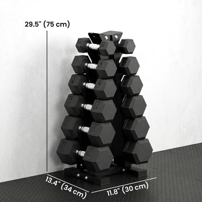 Ensemble d'haltères hexagonaux avec support vertical, 210 lb