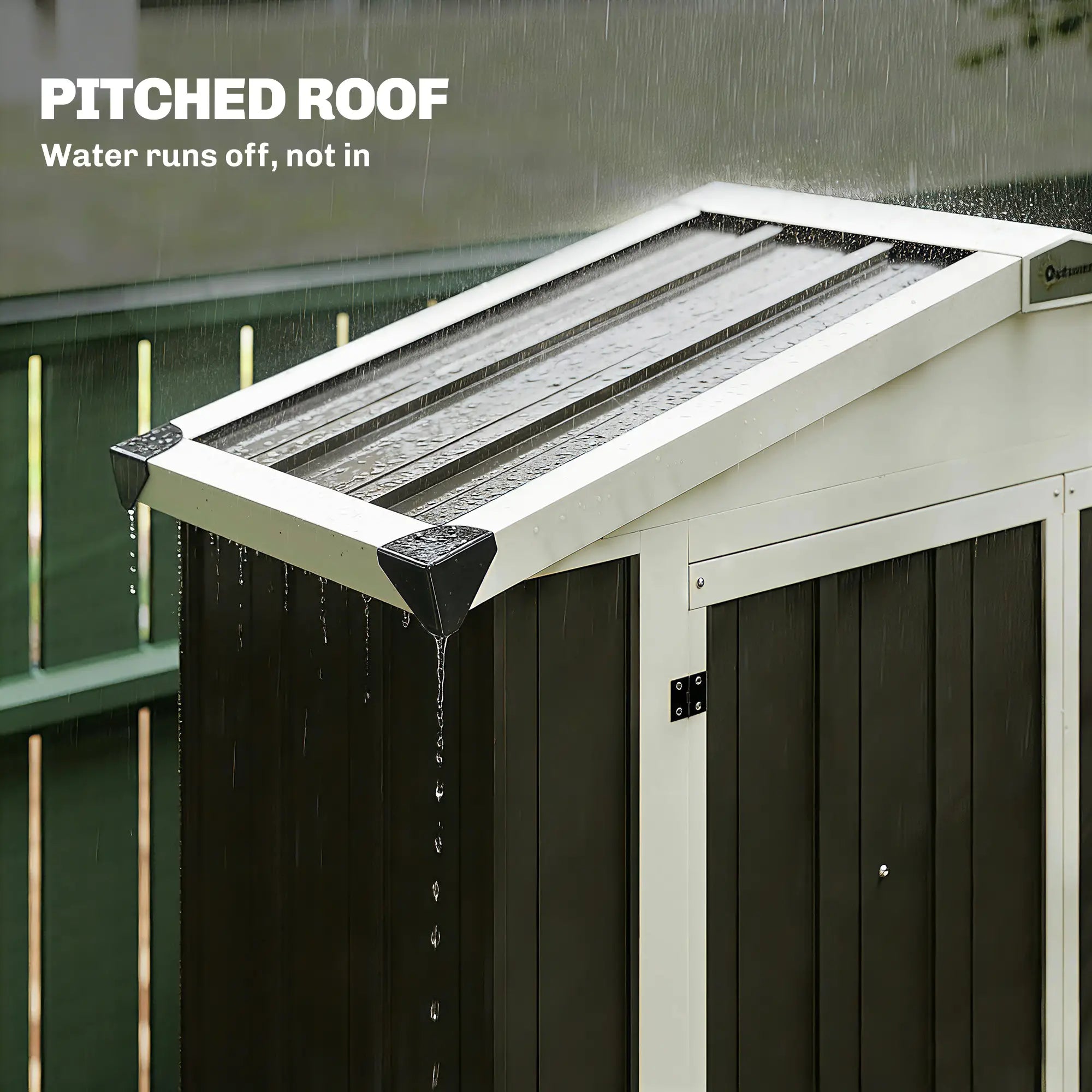 Metal Garden Shed with Shelf, Apex Roof, Light Grey Sheds at Gallery Canada