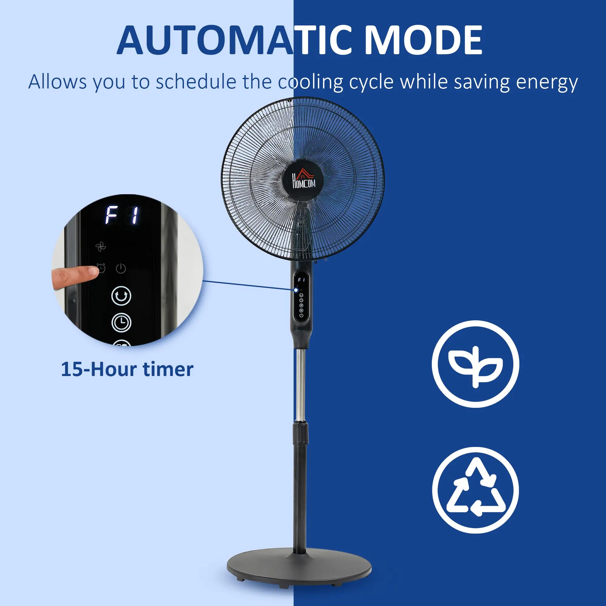 Standing Floor Fan with Remote, Tall Pedestal Electric Fan, Black Stand Fans at Gallery Canada
