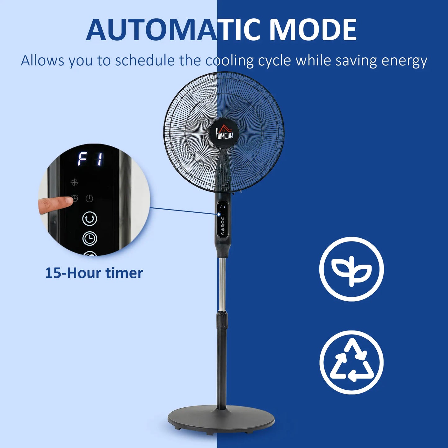 Standing Floor Fan with Remote, Tall Pedestal Electric Fan, Black Stand Fans at Gallery Canada