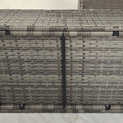 PE Wicker Serving Cart, 2-Tier Shelf, Outdoor Wheeled Rattan Cart, Grey Patio Dinning Tables at Gallery Canada