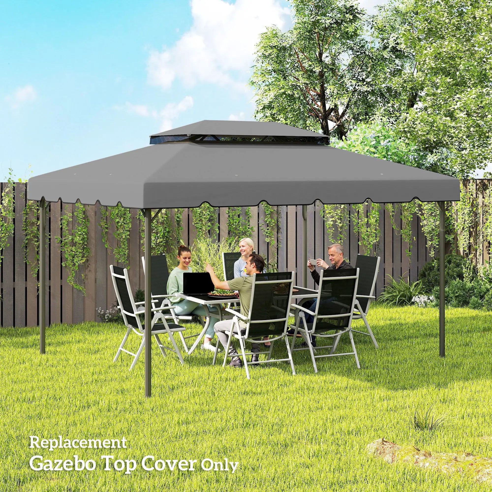 13' x 10' Gazebo Replacement Canopy, Double Vented Roof, Grey Gazebo Canopy Replacement at Gallery Canada