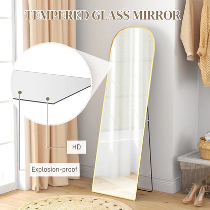 Arched Standing Mirror, 64" x 20", Full Length, Wall Mountable, Gold Full Length Mirrors at Gallery Canada