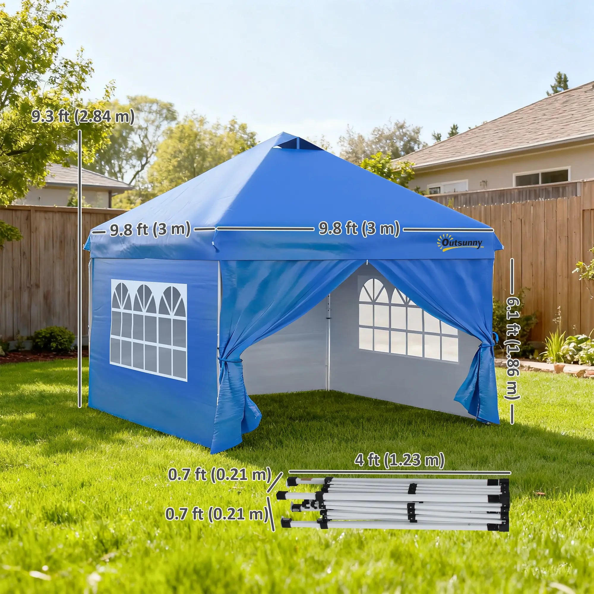 10' x 10' Pop Up Canopy Tent, Instant Sun Shelter, Blue Pop Up Canopies at Gallery Canada