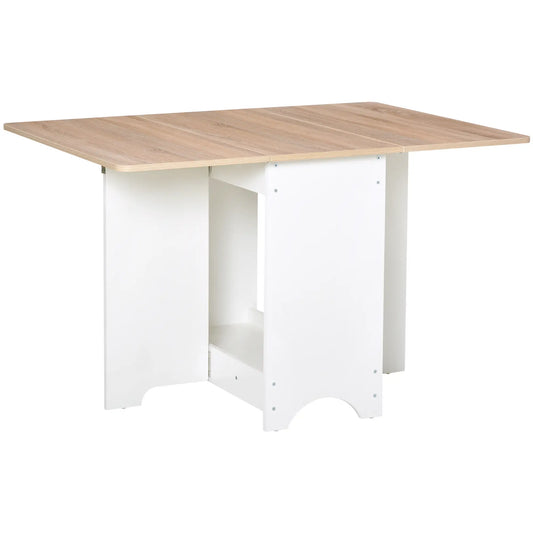 Foldable Dining Table, Drop-Leaf Kitchen Table with Storage Shelf, Oak Bar Tables & Dining Tables White, Oak at Gallery Canada