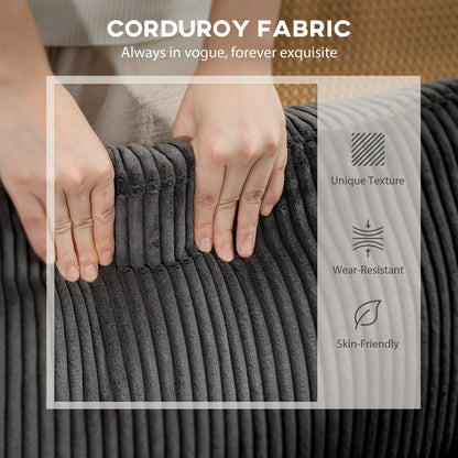 Modular Sectional Sofa, Oversized U-Shaped, Spring Cushion, Corduroy, Charcoal Grey 3-Seater Sofas at Gallery Canada