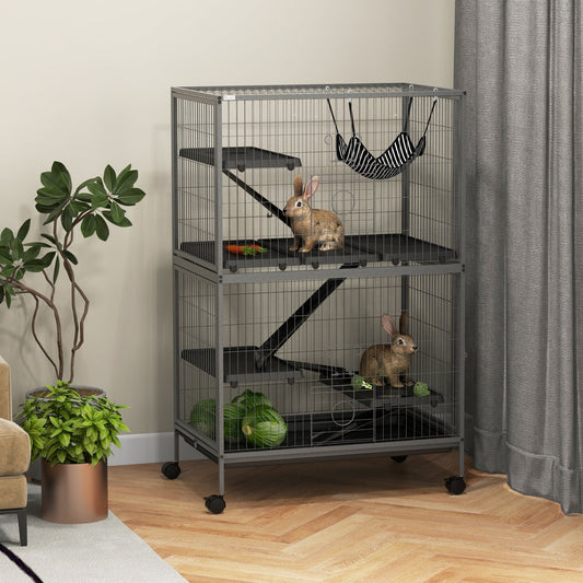 5-Tier Rolling Small Animal Cage, Deluxe Guinea Pig Cage, Ferret Cage for Mink Chinchilla Kitten Rabbit Grey - Gallery Canada