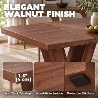 Modern Kitchen Dining Table For 4 People, Walnut