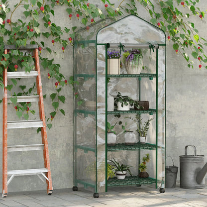 27" x 20" x 65" Portable Greenhouse, 4 Tier Shelves, Wheels, Steel Frame, Clear Plastic Cover Greenhouses at Gallery Canada