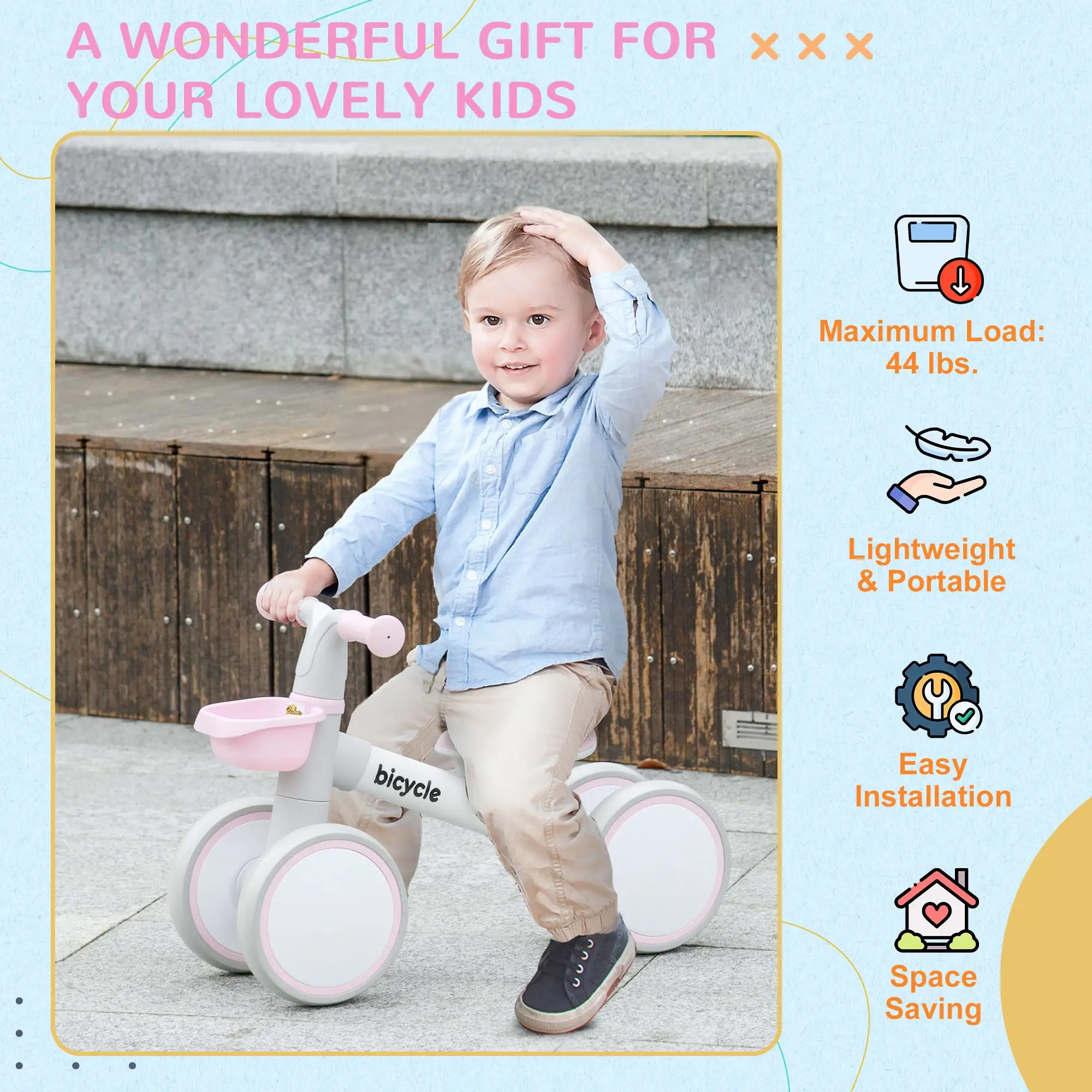 Toddler Balance Bike, 12–36 Months, Adjustable Seat, Pink Riding & Rocking Toys at Gallery Canada