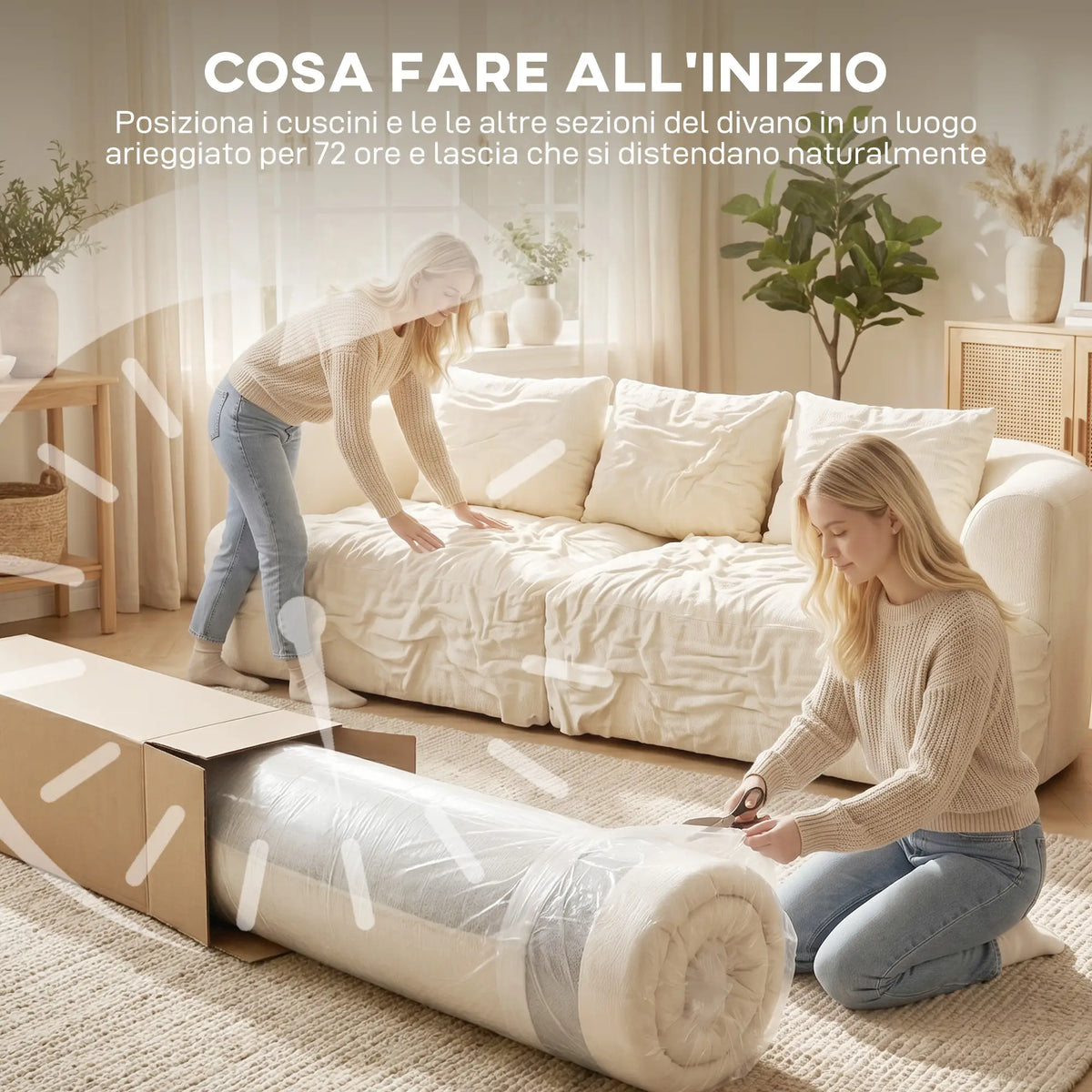 3 Seater Sofa, 102" Cream White, Chenille Couch With Spring Cushions, Cream White 3-Seater Sofas at Gallery Canada