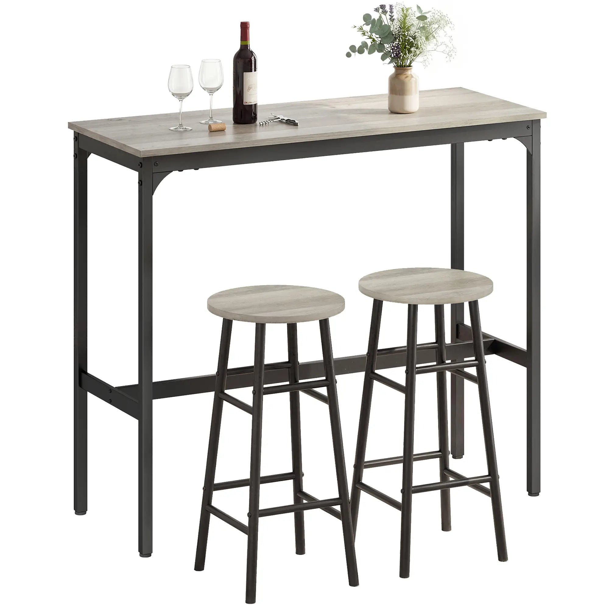 Counter Height Bar Table And Chairs Set, 3-Piece, For 2 Bar Sets Brown, Black at Gallery Canada