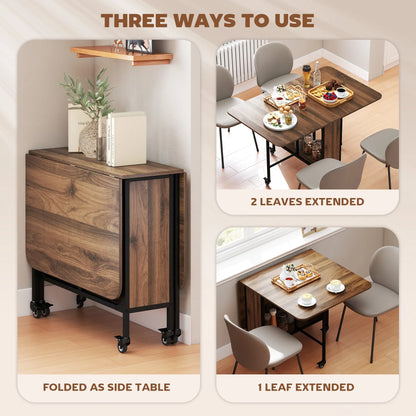 Folding Dining Table, Extendable Kitchen Table, 6 Wheels, Light Brown Bar Tables & Dining Tables at Gallery Canada