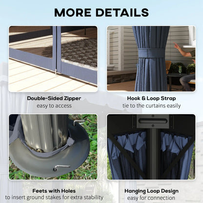 10' X 10' Outdoor Patio Gazebo, Dark Blue