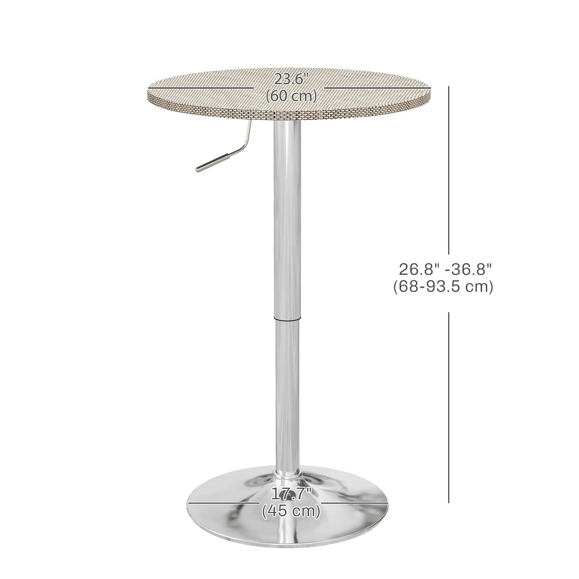 Adjustable Round Bar Table, PE Rattan Top, Steel Base, 2-Person, Grey Bar Tables at Gallery Canada
