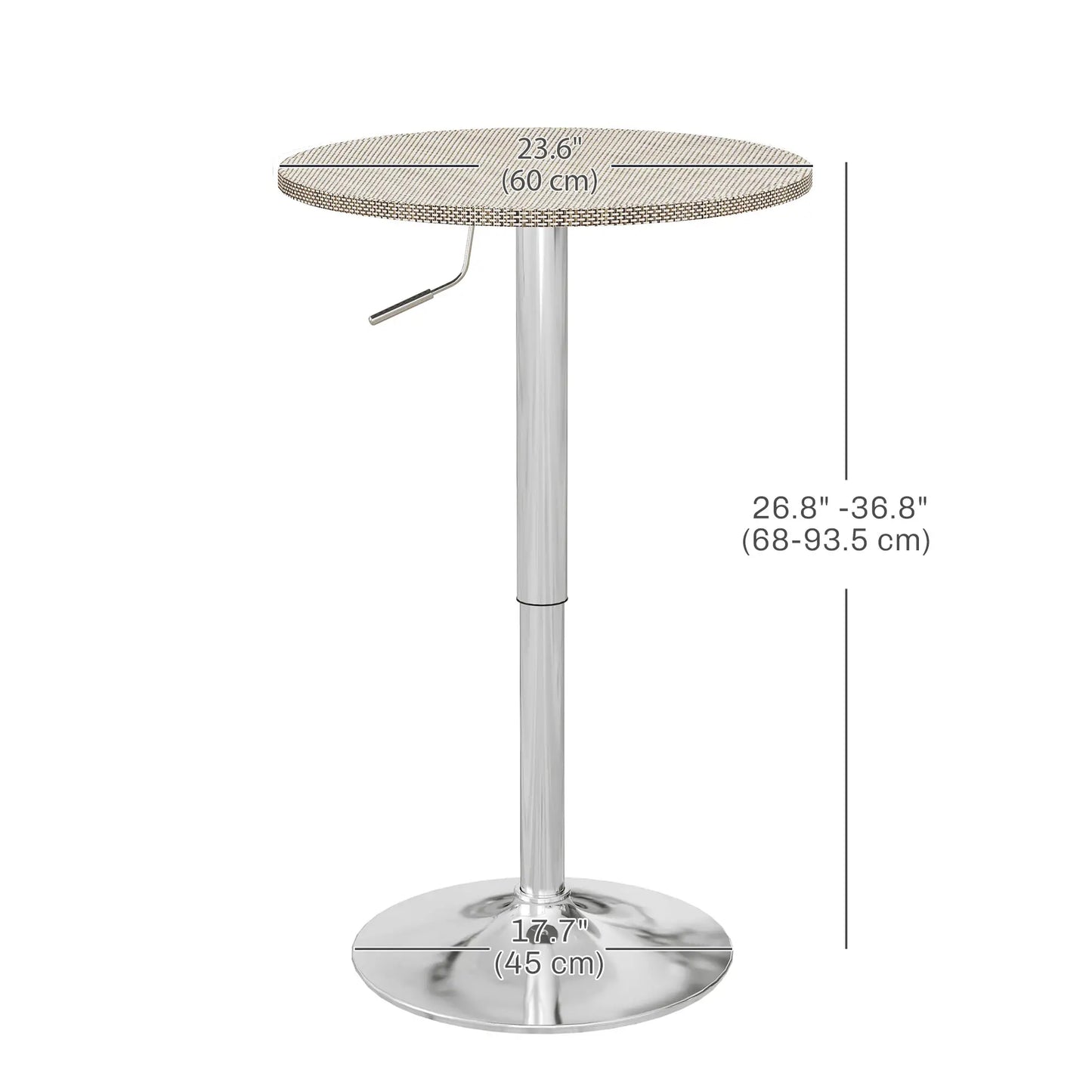 Adjustable Round Bar Table, PE Rattan Top, Steel Base, 2-Person, Grey Bar Tables at Gallery Canada